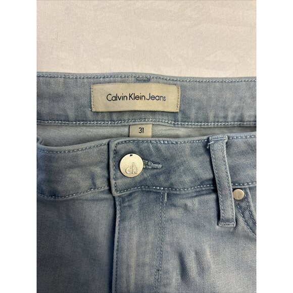 Calvin Klein Ankle Skinny Jeans Women's Size 31 Mid Rise Blue Light Wash Stretch - Picture 2 of 8